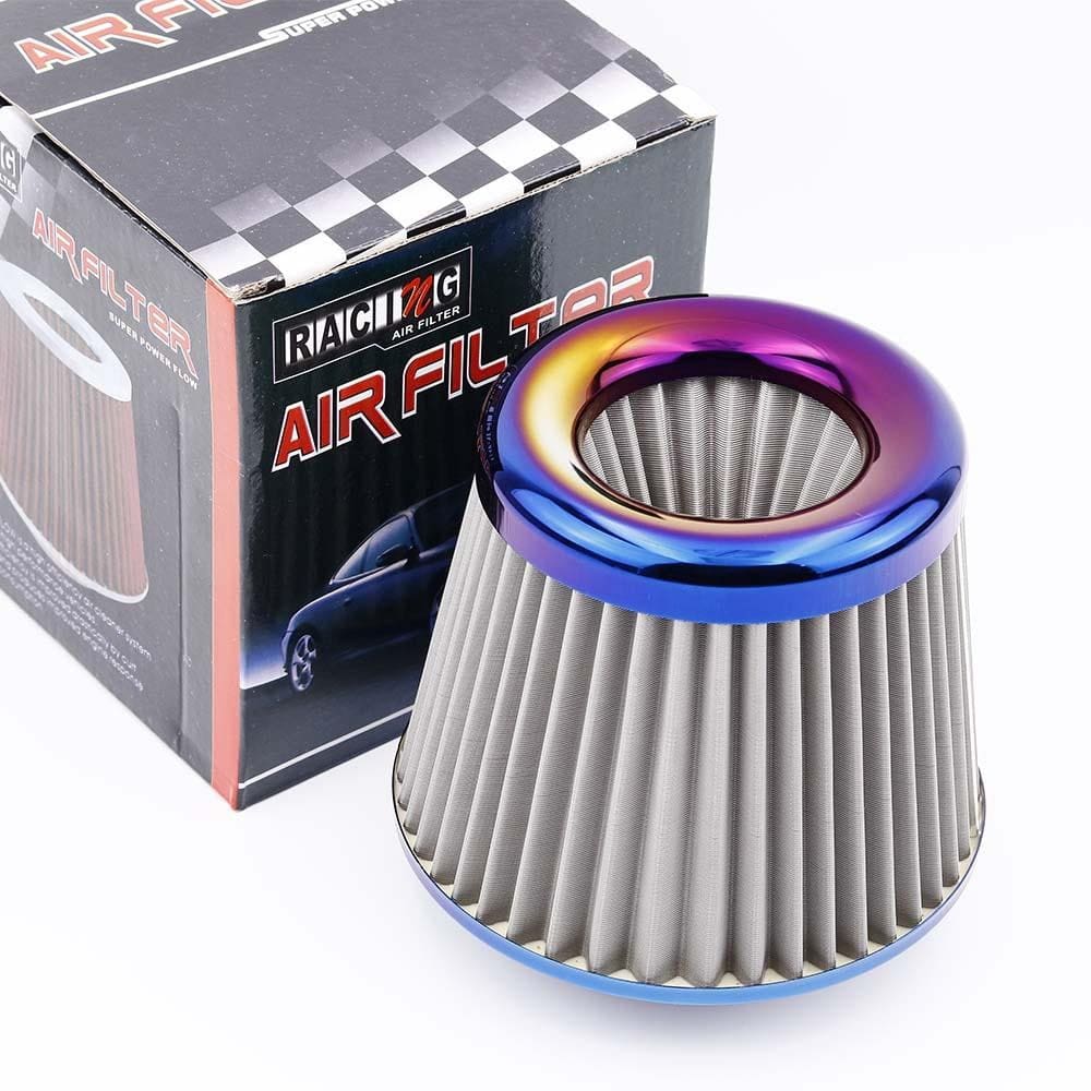 JDM Burnt Blue Racing High Flow Power Air Intake Filter Cone 3" 76mm