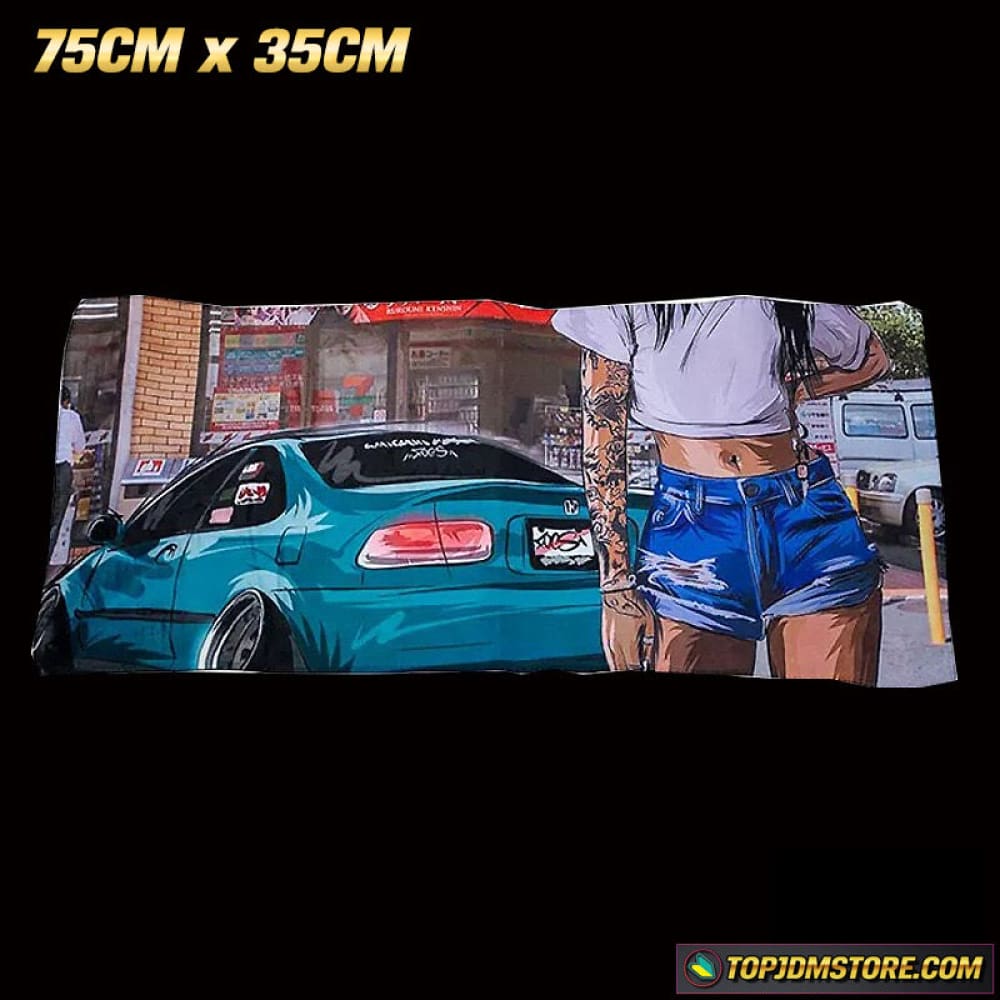 Cambered Civic EG JDM Car Towel 75cm x 35cm