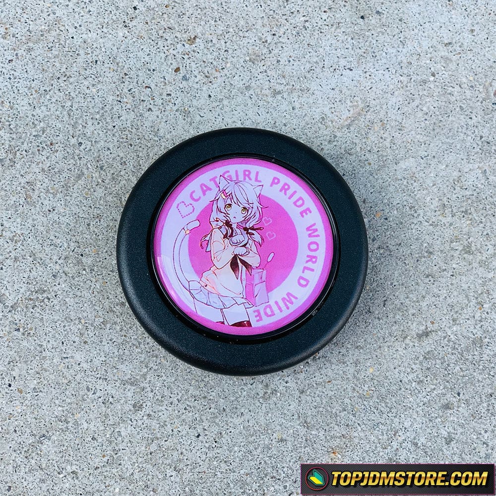 Catgirl Pride Pink Anime Horn Button