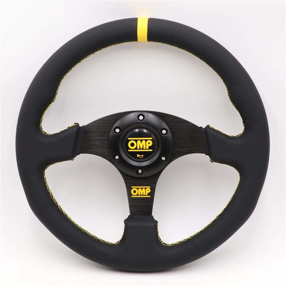 OMP Leather Racing Sport Flat Steering Wheel 13inch