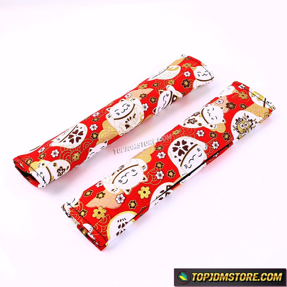 Maneki Neko Cat Waving Lucky Seat Belt Pads