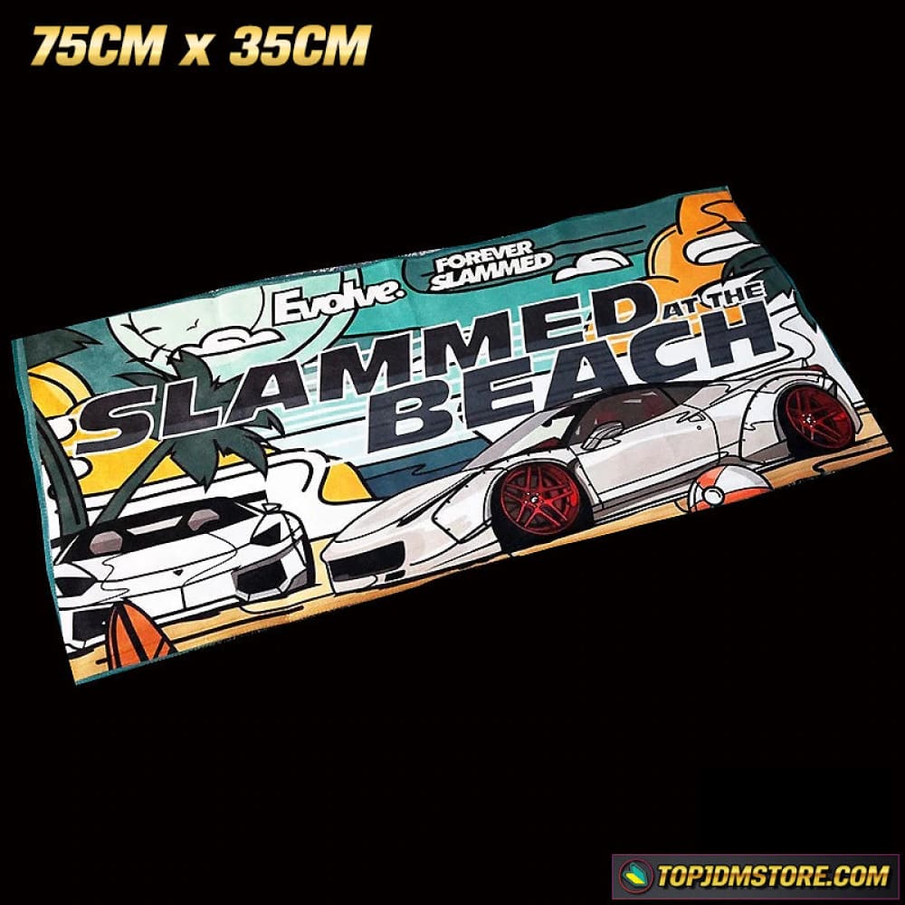 SLAMMED AT THE BEACH JDM Car Towel 35cm x 75cm