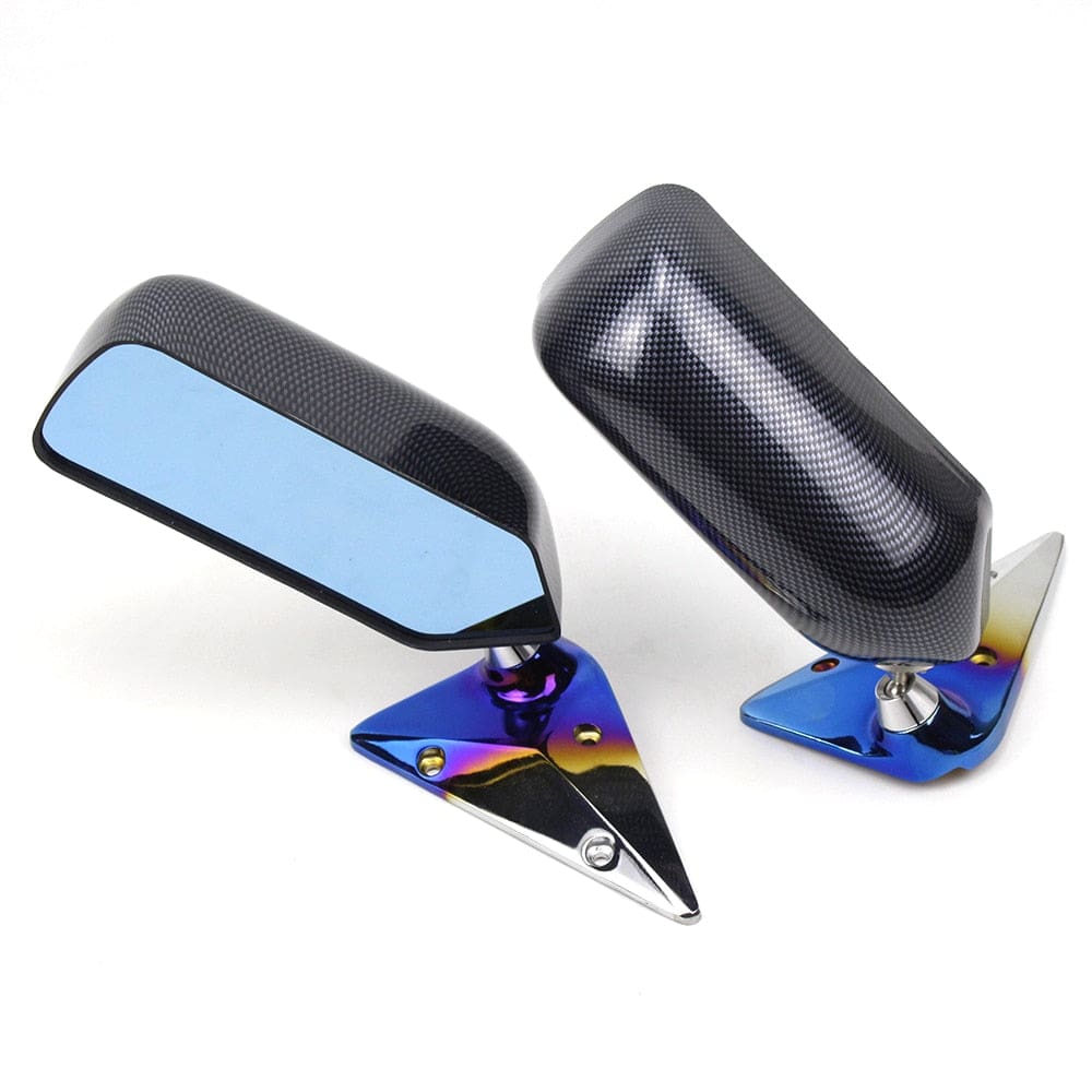 F1 Style Carbon Fiber Burnt Blue Base Side Mirrors Universal