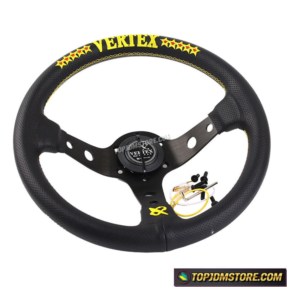 Vertex Yellow Stitch 10 Star JDM Steering Wheel