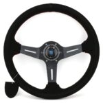 Aftermarket Italy ND Black Suede Leather Steering Wheel 14inch