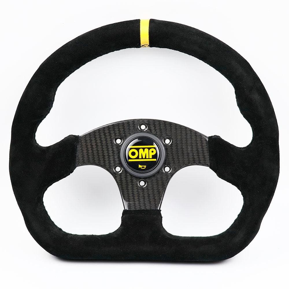 OMP Flat Suede Carbon Fiber Superquadro Steering Wheel