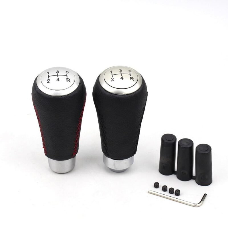 Leather 5 Speed Manual Transmission Red Black Stitching Long Shift Knob