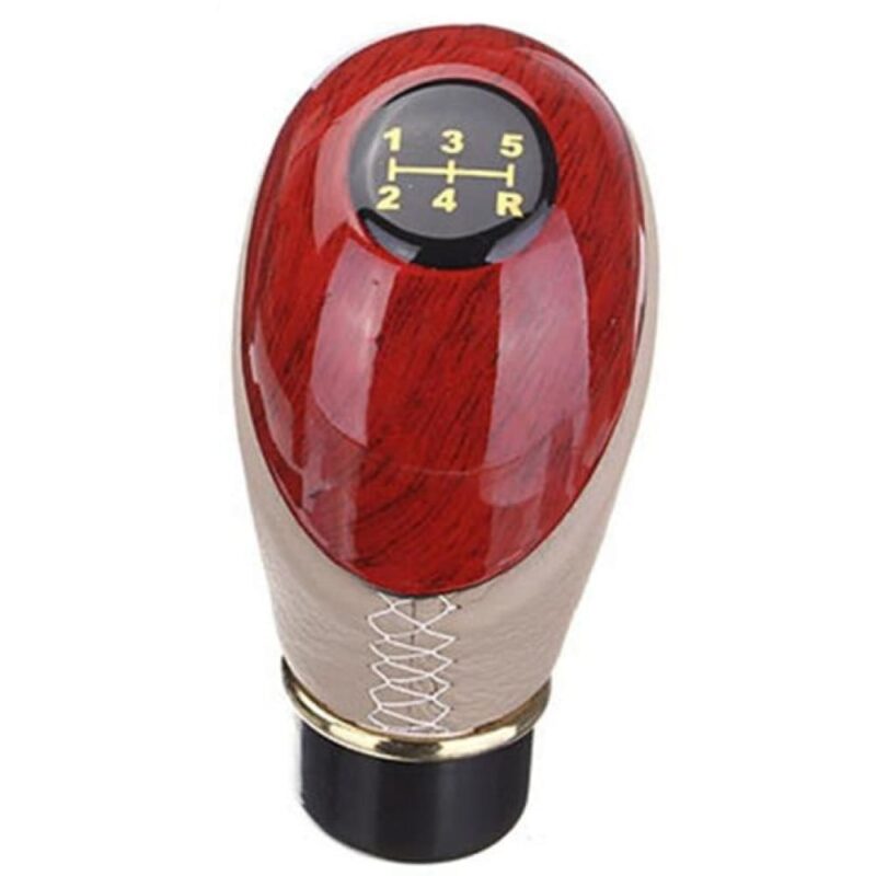 Luxury Wood Grain and Leather Manual Gear Shift Knob Universal Fit with Adapters