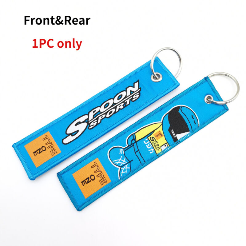 Spoon Sports JDM Keychain Jet Tag Key Ring Sky Blue