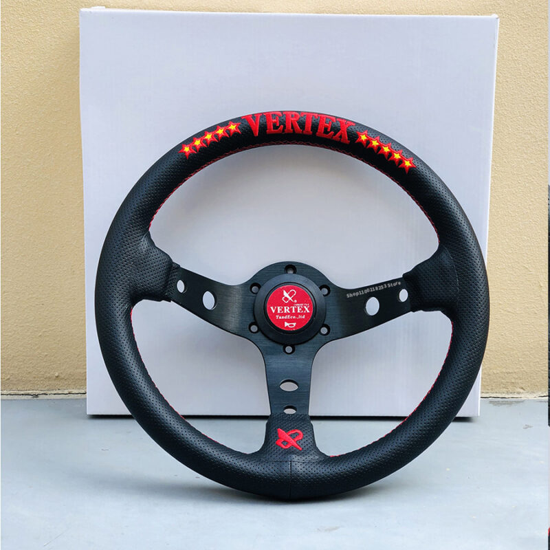 Vertex 10 Star Aftermarket JDM Steering Wheel Embroidery Leather 13 inch